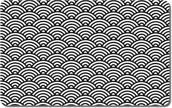 Rnivvi Dog Food Mat, 12" x 19" Absorbent Dog Cat Bowl Mat for Food and Water, Cute Anti-Slip Rubber Pet Feeding Rug Protect Floors, Puppy Placemat for Feeding & Watering Supplies,Gray Rounded Wave