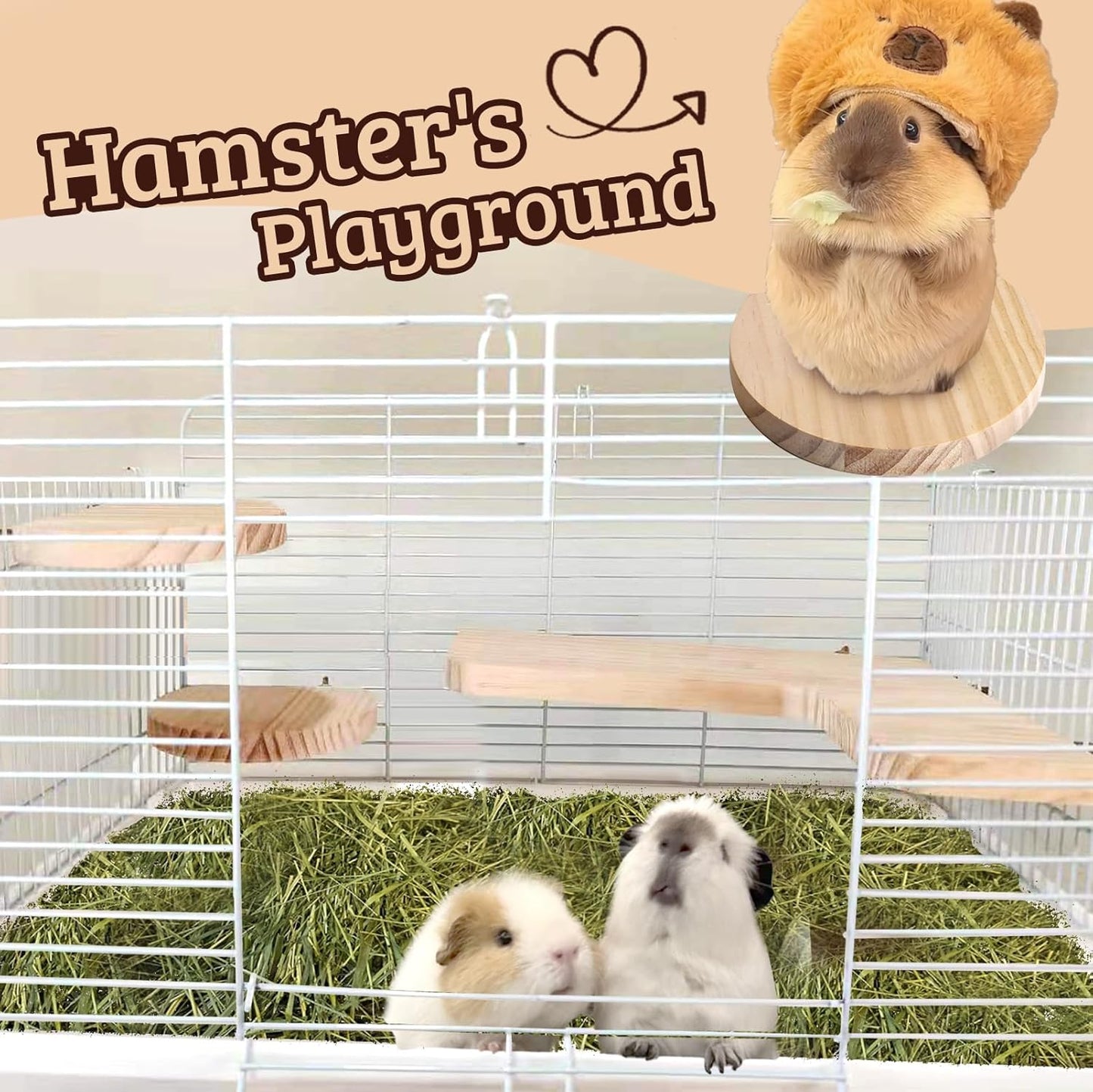 Chinchilla Cage Accessories Hamster Accessories, Chinchilla Toys Wood Platform Dwarf Hamster Cage Board, Chinchilla Cage Sturdy Standing and Jumping Wooden Board for Parrot Cage Rat Cage (Board)