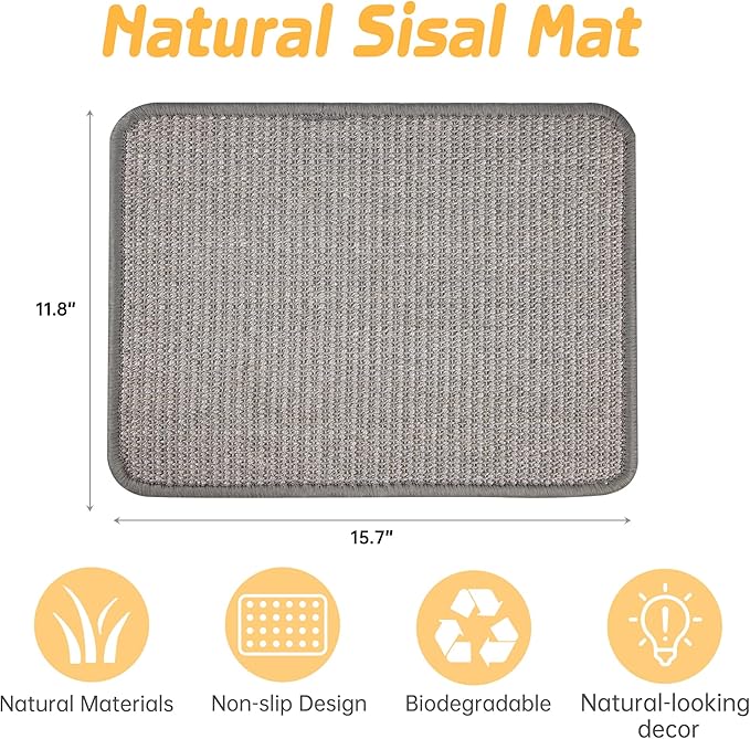 2Pcs Bunny Bed, Sisal Rabbit Scratching Pad,Natural Cat Resting Mats for Cages,Guinea Pig Bed Mat,Forage Grass Mat,Teeth Care Rabbit Mats (15.7x11.8 in)