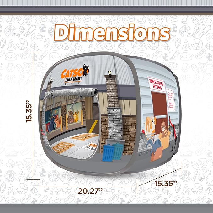 Capnip Cat House & Tent for Indoor Cats – Pop-Up Cat Tent House with Catnip Toy, Shopping Mart Theme for Cats & Kittens, Catsco Bulkmart