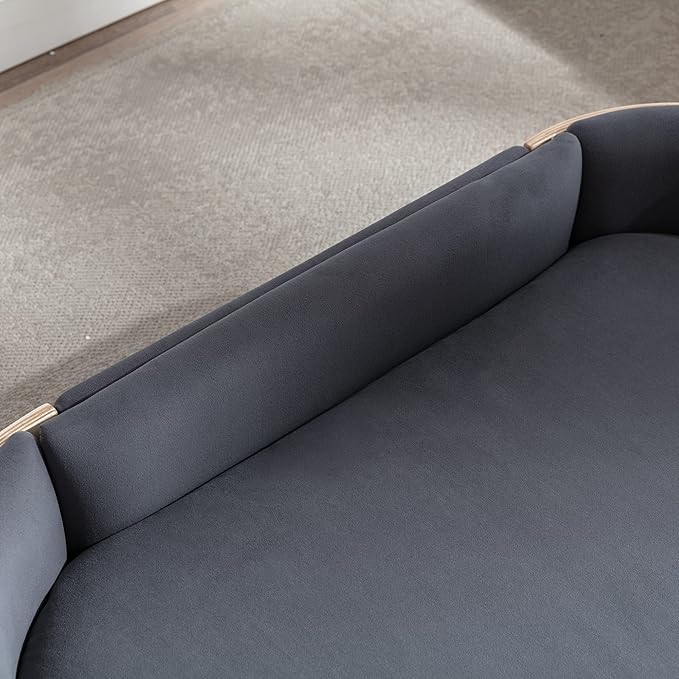 HomSof 38.58" Scandinavian Style Elevated Dog Cat Bed Pet Sofa with Solid Wood Legs and Bent Wood Back with Velvet Cushion,Large Size，Dark Grey