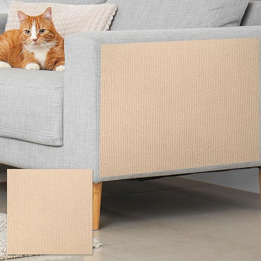 uxcell Self-Adhesive Cat Scratching Mat, 1 Roll 236" x 236" Couch Protector from Cat Claws for DIY Sofa, Wall, Doors, Cut Anti Cat Scratch Pad Carpet Mat, Khaki
