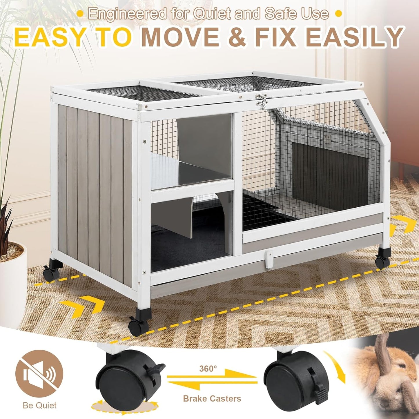 Rabbit Hutch Indoor - Weatherproof, Multi-Level, Easy Assembly, Lockable, and Comfortable