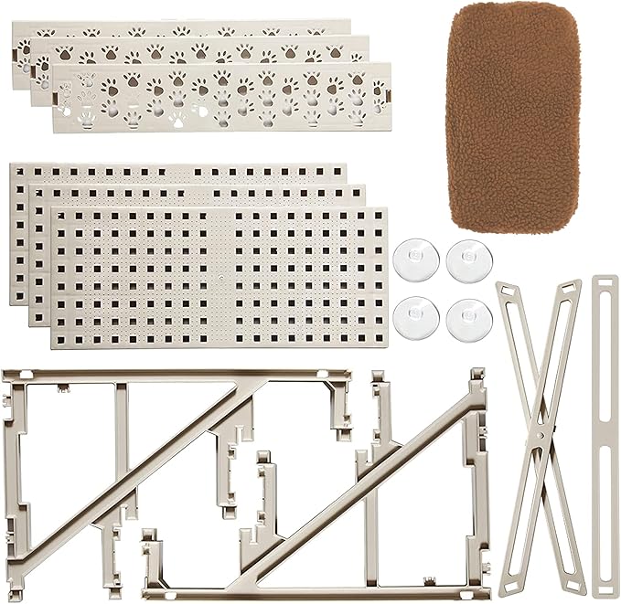 yofit Doggy Steps - Non-Slip 3 Steps Pet Stairs for Cats and Dogs, Foldable Plastic with Washable Carpet Holds Up to 50 lbs (Brown)