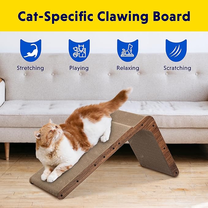 FluffyDream Cat Scratcher Cardboard, Scratching Pad House Bed Furniture Protector, Infinity Shape (Wood, L-Shaped)