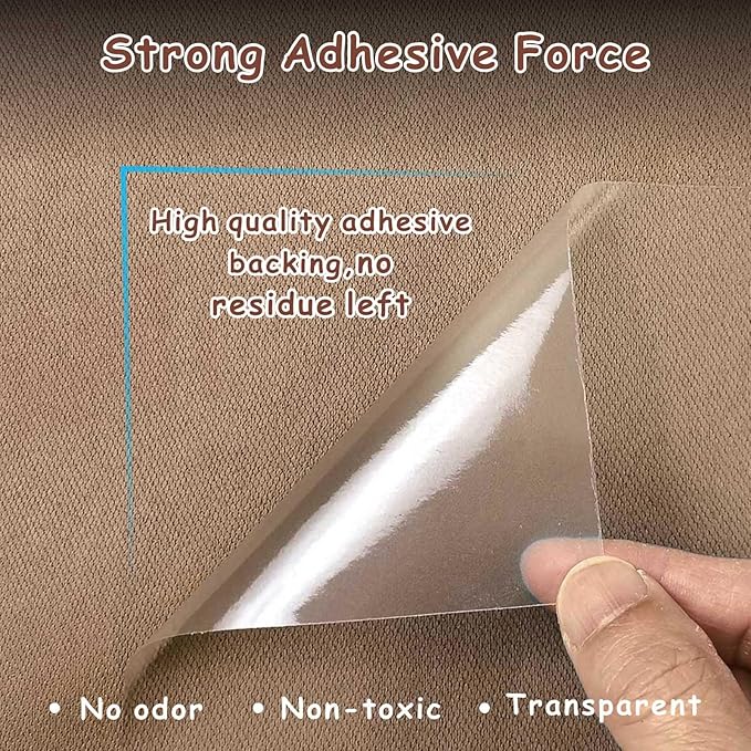 Cat Scratch Furniture Protector 12-Pack – Clear Self-Adhesive Couch Guards – Anti-Scratch Deterrent for Sofa and Upholstery,Matte Datte Design（12p）