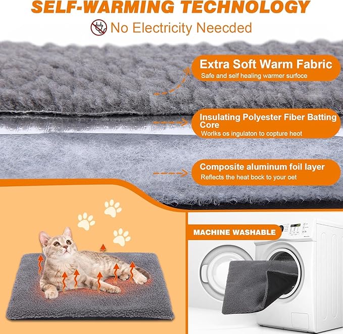 Rockever Outdoor Cat House, 100% Insulated Cat House for Outdoor Cats Weatherproof Feral cat House for All-Round Foam Layers Filling (Insulate Grey-with Mat, L)