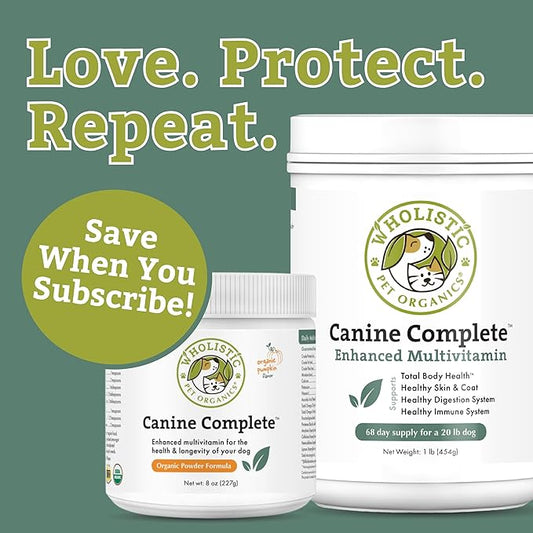 Wholistic Pet Organics Canine Complete - Dog Multivitamin Powder - 2 Lb - Daily Dog Vitamins and Supplements for Homemade Food - Immune System, Skin, Coat & Overall Health - Small and Large Breed