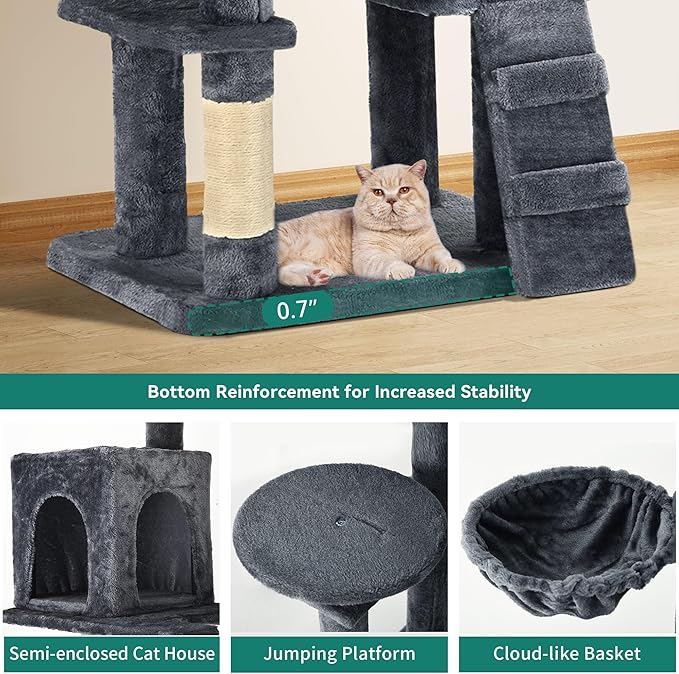 YITAHOME 70.8in Cat Tree Tower for Indoor Cats: Multi-Level Kittens Pet Play House Condo Furniture Activity Center with Scratching Posts Stand Dark Grey