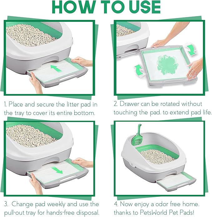 PETSWORLD Multi Cat Pad Refills for Cats Breeze Litter System, Ultra-Absorbent, Quick Dry - (400 Count, Fresh Scented)