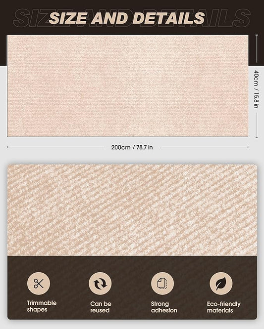 Cat Scratch Furniture Protector, Trimmable Self-Adhesive Carpet, DIY Climb Cat Scratcher Mat for Covering Cat Tower and Couch Protector from Cat Claws (78.7x15.8in Beige)