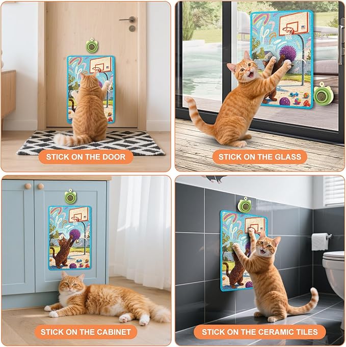 Wall Cat Scratche Stylish Sisal Scratch Mat with Natural Catnip, Artistic Furniture Protector for Couch/Wall, Durable Anti-Scratch Pad for Cats (23.6x15.7 Inch