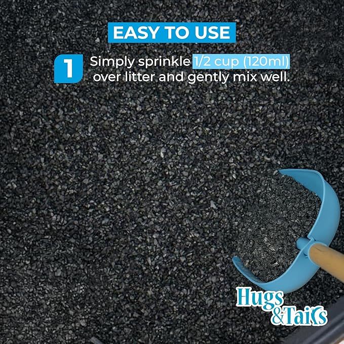 Cat Litter Deodorizer – Pet Safe Odor Eliminator & Housebreaking Supplies for Cats, Kittens, & Small Pets – Natural, Unscented, Non Toxic, Low Dust, 1 lb, by HugsandTails