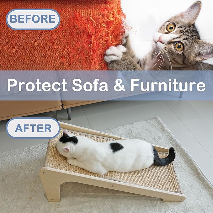 Cat Scratcher, L-Shape Cat Scratching Pad, Sisal Scratchers for Indoor Cats, Protecting Furniture Scratch Pad with Catnip(Small Size)