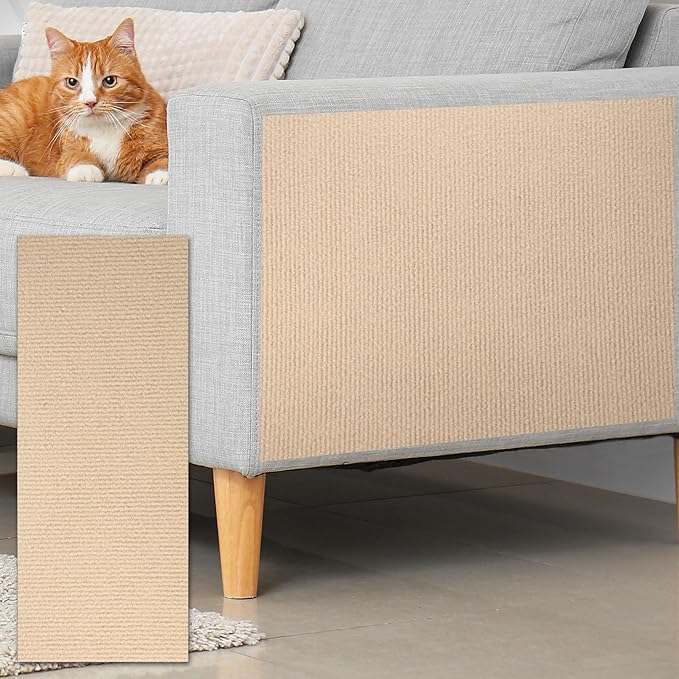 uxcell Self-Adhesive Cat Scratching Mat, 1 Roll 39.4" x 15.8" Couch Protector from Cat Claws for DIY Sofa, Wall, Doors, Cut Anti Cat Scratch Pad Carpet Mat, Khaki