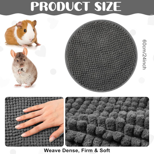 Amylove 4 Pcs Guinea Pig Cage Liner Guinea Pig Bedding Washable Fleece Pee Pads Reusable Small Animals Training Mat Small Animal Sleeping Bed for Bunny Hamster(Dark Gray,Diameter 12 Inch)