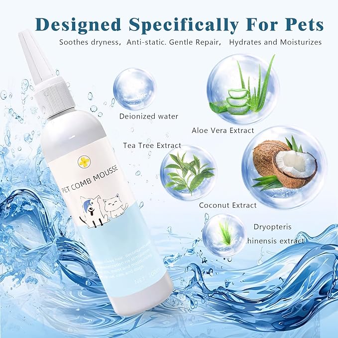 Pet Steam Brush Spray Refill for Dogs & Cats – Pets Waterless Shampoo, 3-in-1 Grooming Spray Comb Mist, 1*Shampoo(Steam Brush not Included)