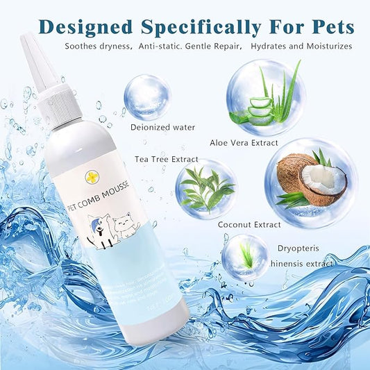 Pet Steam Brush Spray Refill for Dogs & Cats – Pets Waterless Shampoo, 3-in-1 Grooming Spray Comb Mist, 2*Shampoo(Steam Brush not Included)