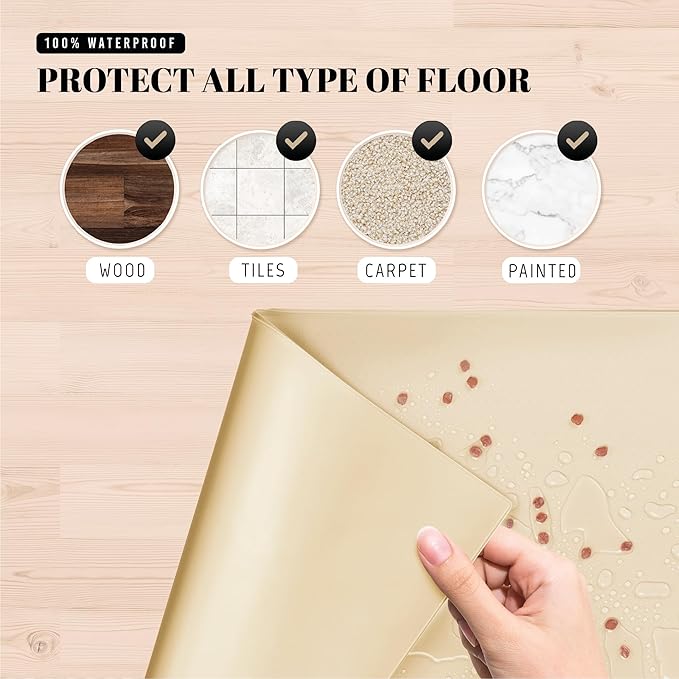 AVERYDAY 32x24'' Silicone Dog Mat for Food and Water, 0.63'' Edge Dog Food Bowl Mats for Floor Waterproof, Dogs Water Mat for Sloppy Drinker, Non Slip Rubber Pet Feeding Mats for Indoor Dogs and Cats