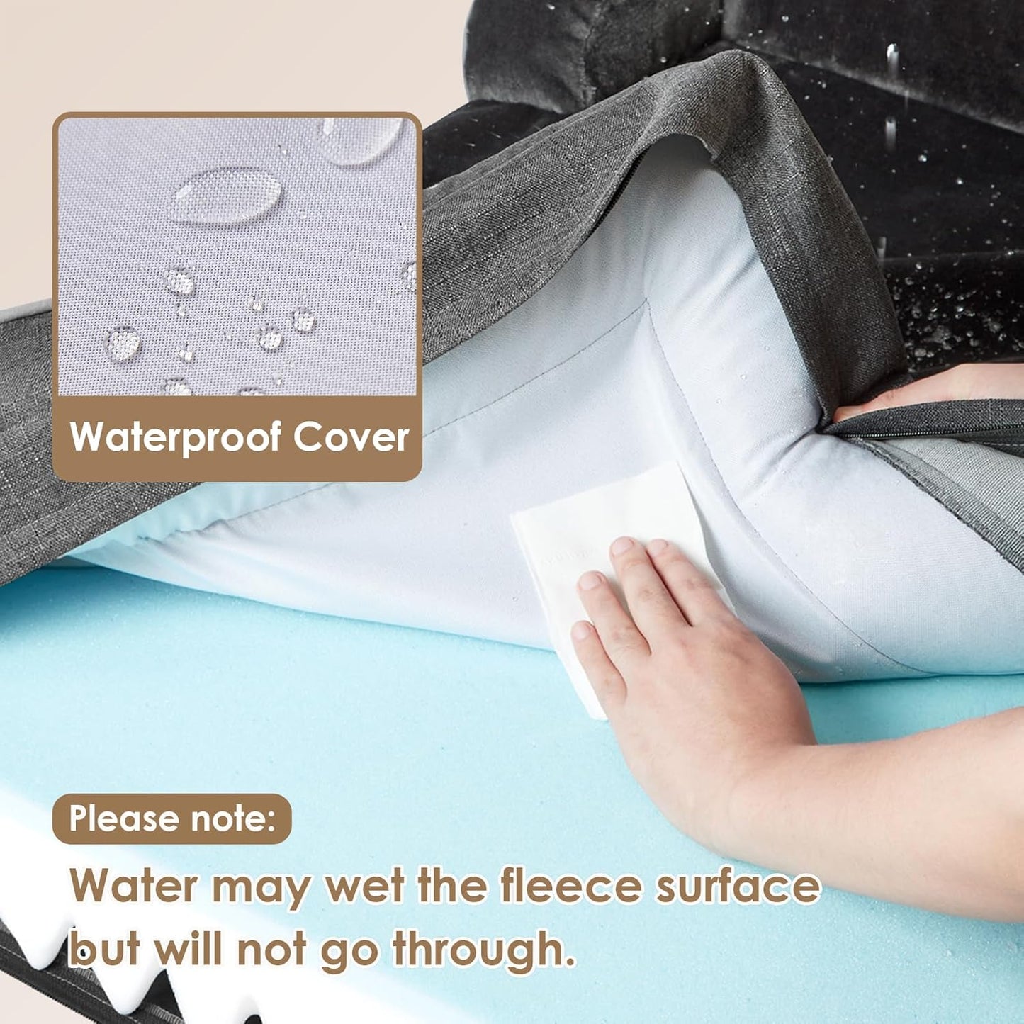 EHEYCIGA Orthopedic XL Dog Beds, Waterproof Memory Foam Dog Bed for Extra Large Dogs, Non-Slip Bottom and Egg-Crate Foam Big Pet Couch Bed with Washable Removable Cover, Dark Grey