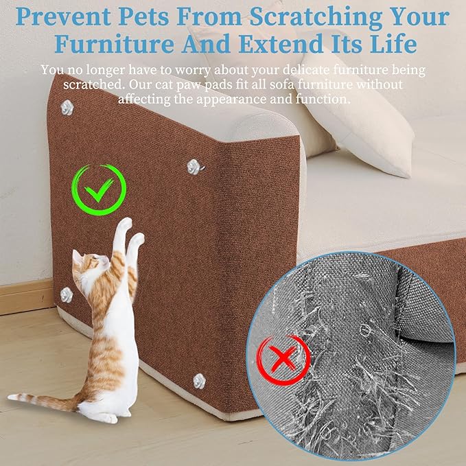 78.7"x15.8" Cat Scratching Mat - Trimmable Self Adhesive DIY Climbing Cat Scratcher Pad for Cat Tree Shelves and Post Cat Scratch Furniture Protector