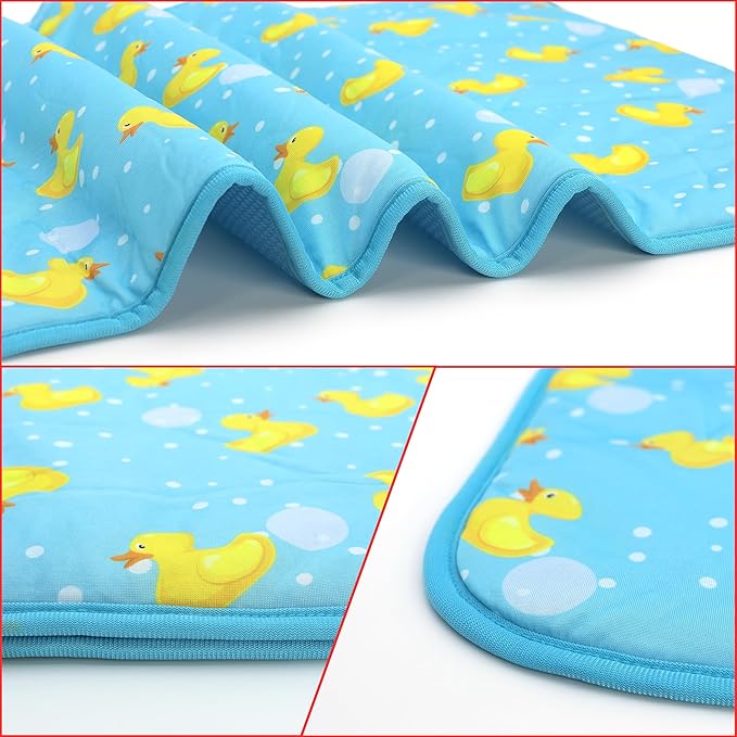 NACOCO Summer Pet Cooling Mat - Cat Dog Cushion Pad Sleeping Cool Ducks Comfortable Soft for Pets Kids and Adults (Blue Duck, L)