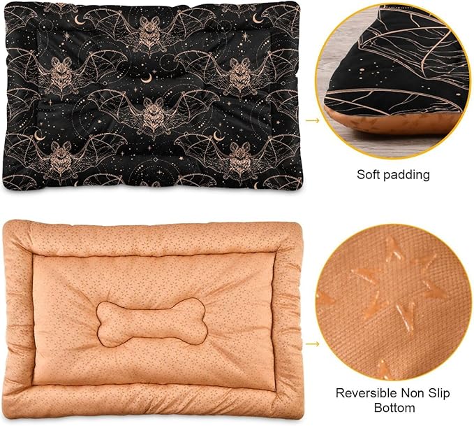 Pet Bed Gothic Bats Moon Dog Bed Mat Absorbing Non Slip Pad Pet Sleeping Mat for Small, Medium, and Large Dogs Puppy Cat 36 in x 24 in