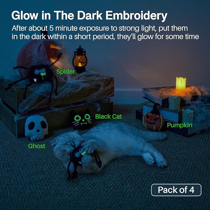 Potaroma 4 Pcs Cat Toys with Catnip Crinkle Sound, Glow in The Dark, Interactive Indoor Kitten Kicker Exercise Toys 4.0 Inches for All Breeds