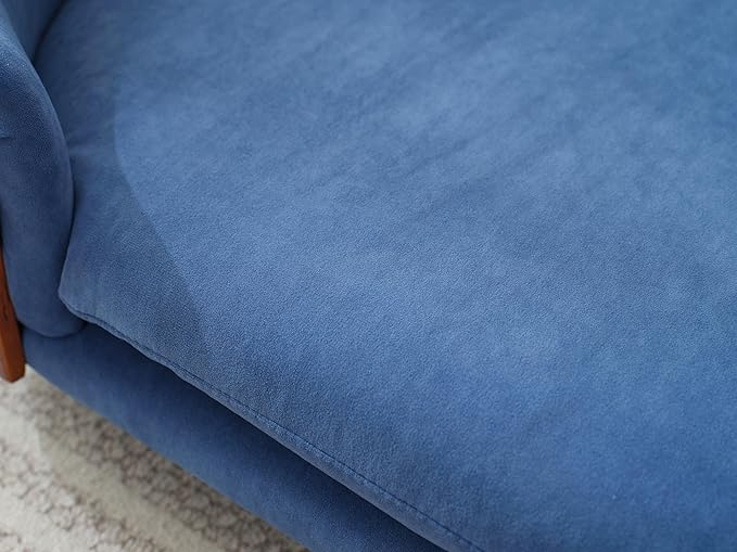 HomSof 30.7" Scandinavian Style Elevated Dog Bed Pet Sofa with Solid Wood Legs and Bent Wood Back,Velvet Cushion,Mid Size,Navy+Brown