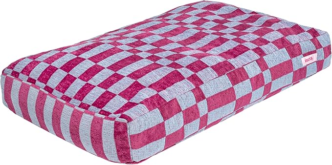 DBD3001C-L Mabel 41" x 25.5" Designer Modern Ultra Soft Reversible Plush Rectangular Pet Bed with Washable Cover, Blueberry Check