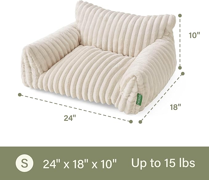 Cute Couch Bed for Pets, Supportive Cat Sofa for Indoor Cats, Small Dog Sofa Bed for Small Dogs, Cream, 24 inches