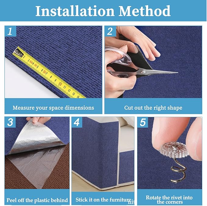 78.7"x15.8" Cat Scratching Mat - Trimmable Self Adhesive DIY Climbing Cat Scratcher Pad for Cat Tree Shelves and Post Cat Scratch Furniture Protector