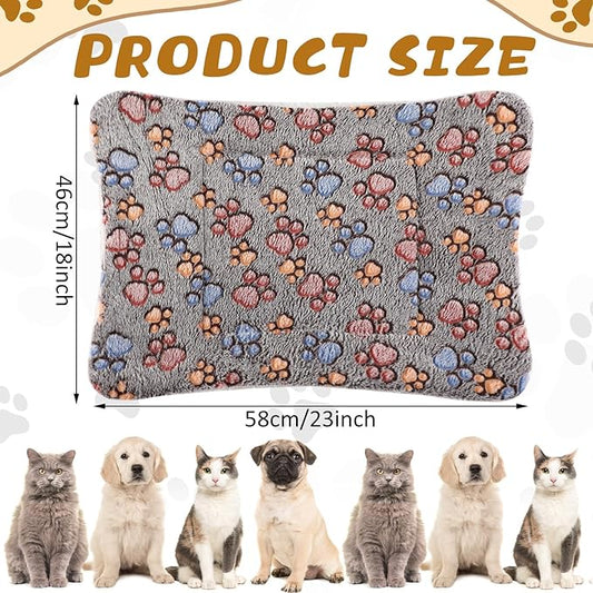 4 Pack Ultra Soft Dog Cat Bed Mat with Cute Prints Reversible Fleece Dog Crate Kennel Pad Cozy Washable Thickened Hamster Guinea Pig Pet Bed Mat for Small Animals(23 x 18 Inches,Gray)