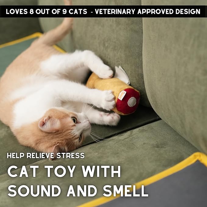 Fish Toy for Cats, Matatabi Silvervine Filled and Help Relief Anxiety, Kitten Catnip Essentials Treats Supplies Large Interactive Chew Big Kicker Toys for Indoor Cat (Golden)