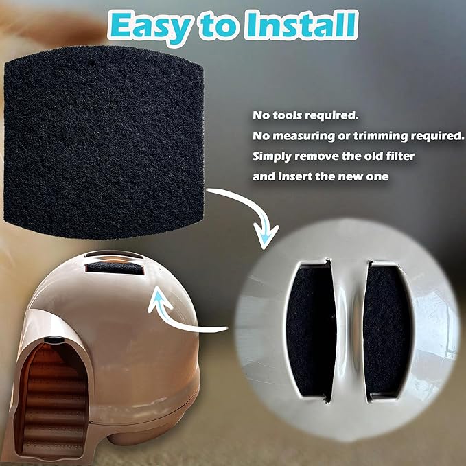 Cat Litter Box Replacement Filters for Petmate Booda Clean Step Cat Litter Box, Activated Charcoal Filters Replacement to Absorb Odors and Litter Box Deodorizer for Keep Home Fresh (12 Pack)