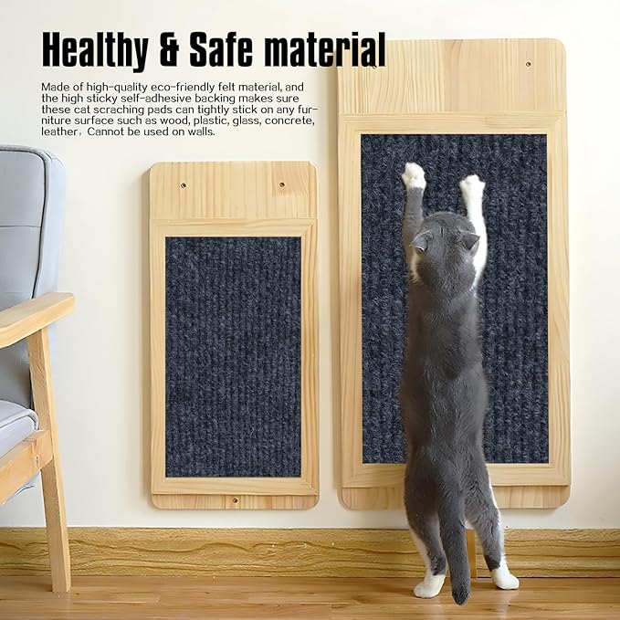 Cat Scratching Mat,Cat Scratch Furniture Protector, Trimmable Self-Adhesive Couch Protector,Carpet Replacement for Tree Shelves, Sofa and Scratching Post (78.7"x15.8",Dark Gray)