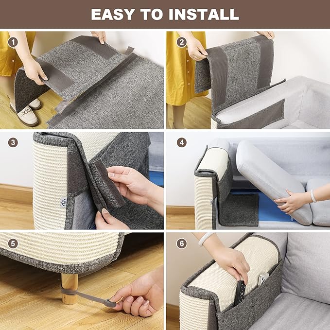 Upgraded Cat Scratch Sisal Sofa Protector,Furniture Couch Protector from Cat Scratching with Natural Sisal Full Cover 27.5''L*19.7''W(Left Hand)