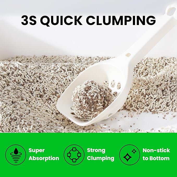 FUKUMARU Tofu Cat Litter, 16 LB Dust Free Clumping Cat Litter Pellets, 100% Natural Ingredients, Lightweight, Flushable, Ultra Absorbent, Low Tracking, Odor Control, Apple Wood Pellets (8lb x 2 Bags)