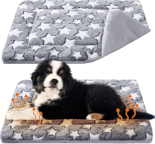 2 Pack Self Warming Cat Mat Self Heating Pad Bed Reversible Machine Washable Reflects Body Heat Warm Thermal Pet Pad Crate Blanket for Feral and Indoor Cat(Star,20'' X 30'')