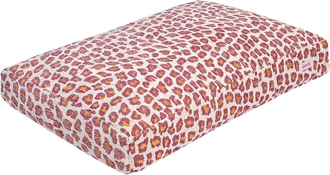 DBD3001F-M Mabel 35" x 23" Designer Modern Ultra Soft Reversible Plush Rectangular Pet Bed with Washable Cover, Raspberry Leopard