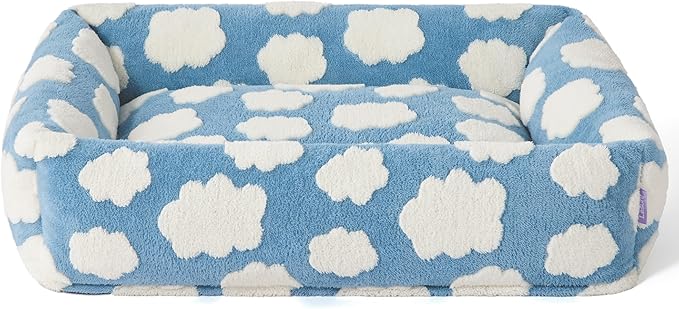 Lesure Cute Dog Bed for Large Dogs - Washable Pet Beds,Cozy Rectangle Orthopedic Sofa with Jacquard Shaggy Plush & Anti Slip Bottom,36x27x8inches