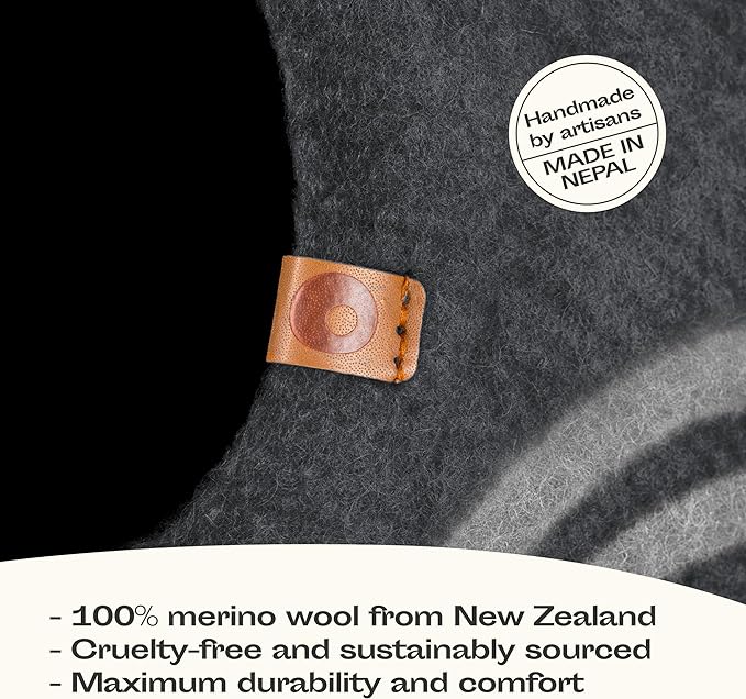 MEOWFIA Cat Cave – Premium Felt Cat Bed for Indoor Cats, Handmade 100% Merino Wool (Medium, Dark Grey)