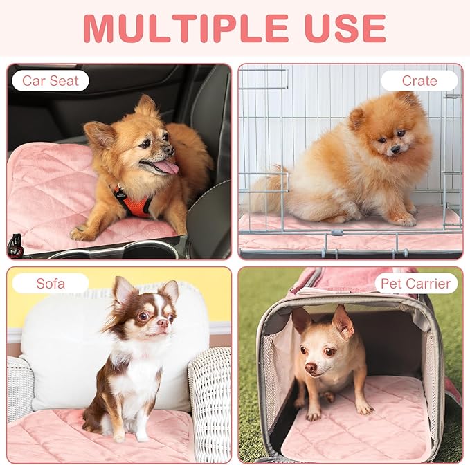 2 Pack Self Heating Cat Mat Self Warming Pet Pads Washable Kennel Mat Dog Crate Pad Reflects Body Heat Non Skid Cat Thermal Pads for Puppy Indoor Outdoor(Pink,16 x 20 Inches)