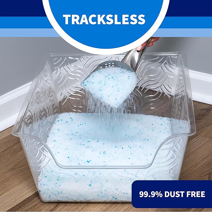 Litter Pearls Tracksless Unscented Non-Clumping Crystal Cat Litter with Odorbond, 7 lb, White, Clear and Blue Crystals