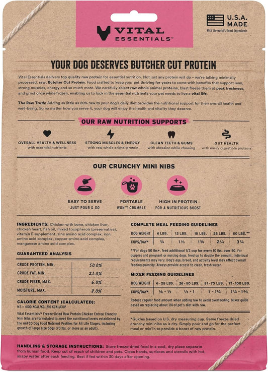 Vital Essentials Freeze-Dried Raw Chicken Meal or Mixer Dog Food Crunchy Mini Nibs, 5.5 oz