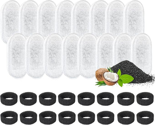 Cat Water Fountain Filter, 32 Pack Cat Fountain Filters, Cat Fountain Replacement Filter for 67oz/2L&108oz/3.2L Stainless Steel Pet Water Fountain (16 Filters & 16 Sponges)