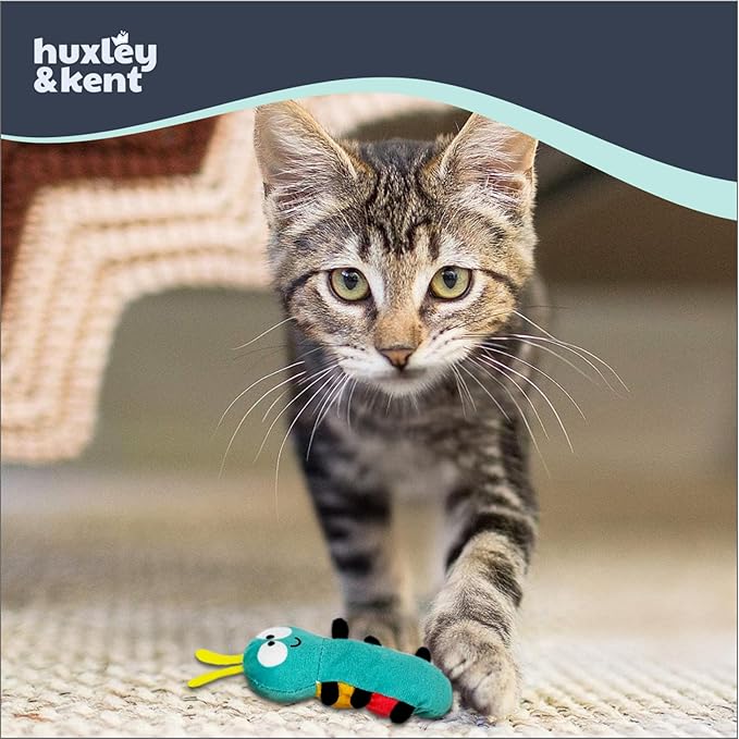 Huxley & Kent Plush Cat Toy - Interactive Catnip Toy for Cats & Kittens - Soft Kitty Toys with Crinkle & Catnip - Fun Indoor Play - Caterpillar