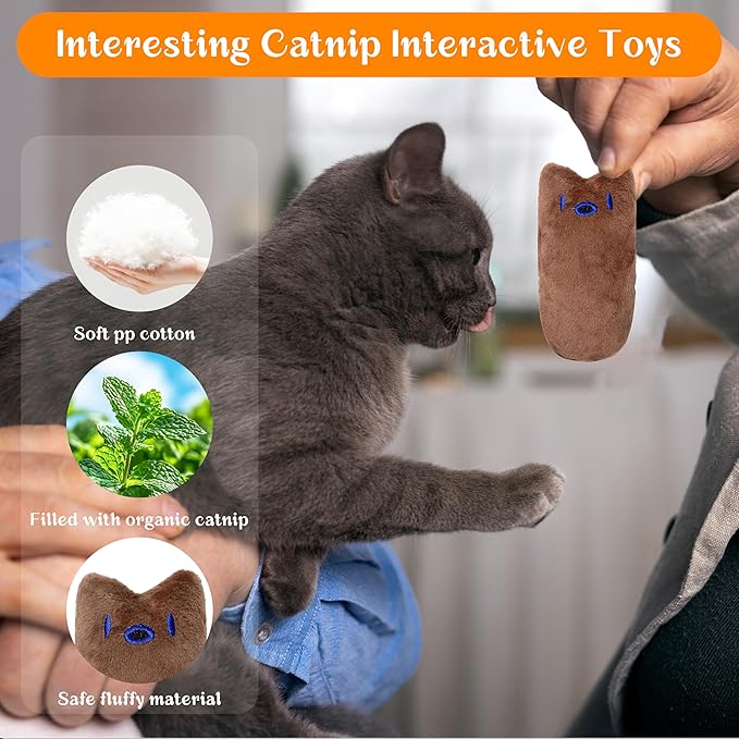 Cat Toys for Indoor Cats, 5Ps Cats Fetch Toys, Fluffy Toys for Playing, Interactive Kitten Toys, Kitty Chew Teething Toys, Cat Chew Toy for Kittens (Multi Color, 5 Pack)