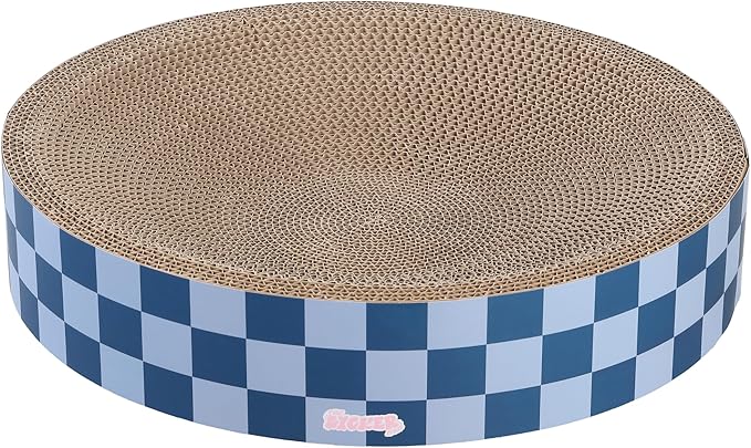 CSR1010B Nelson 20.13" Modern Cardboard Round Bowl Cat Scratcher with Catnip, Blueberry