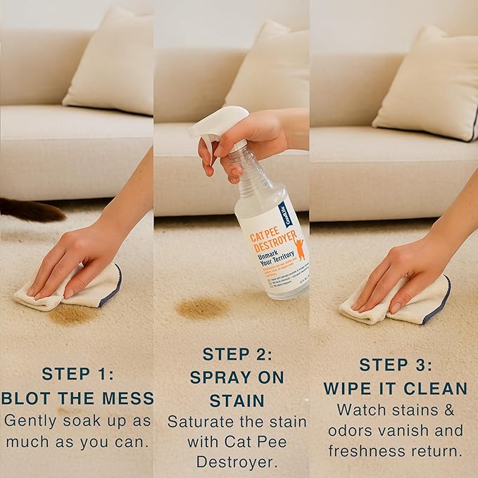 Cat Pee Destroyer - Cat Urination Stain & Urine Odor Eliminator for Home - Cat Deodorizer for Litter Box, Carpet, Mattress, Couches, Furniture, & Floors (CPD 32)